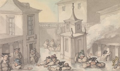 Comforts of Bath- The Bath by Thomas Rowlandson